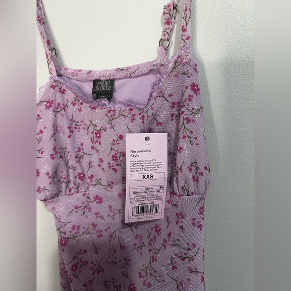 Asymmetrical Floral Pink & Purple Ruffle Mesh Wild Fable Dress - Picture 4 of 4